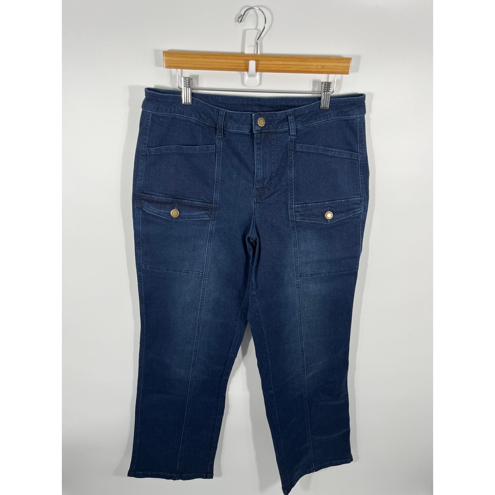Belle by Kim Gravel Jeans Womens 14 Blue TripleLuxe Straight Leg Stretch Denim